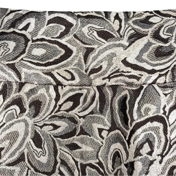 Ann Taylor LOFT skirt, brown/cream/gold metallic print, zipper on side, lined - Picture 2 of 9